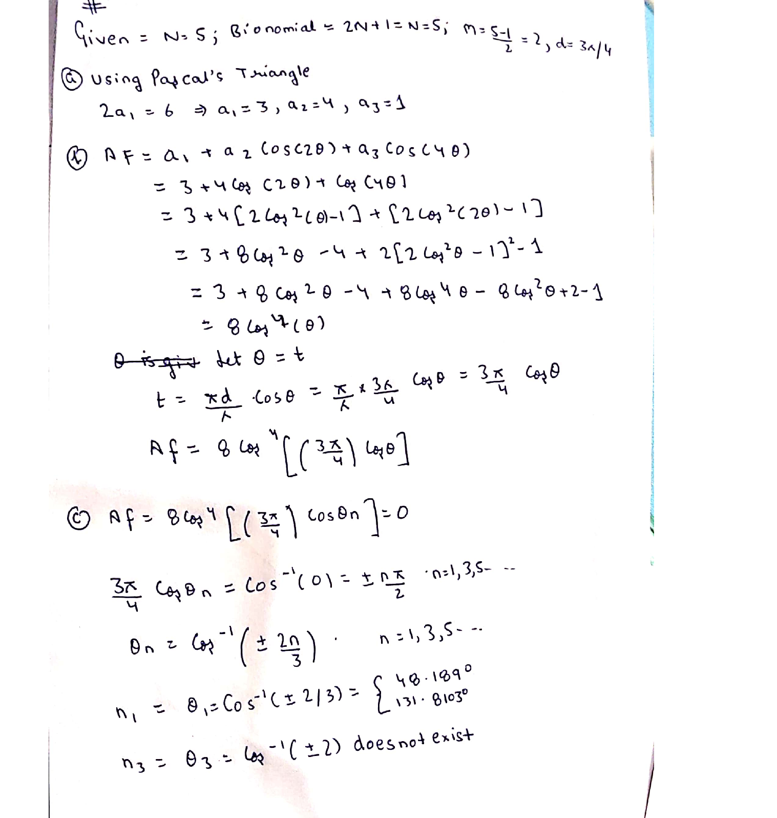 Design a fiveelement binomial array with elements placed along the z